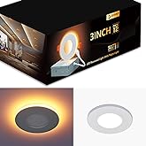 CycevSun 3 Inch Recessed LED Lights with Night Light, Dimmable & 5CCT Selectable Canless Outdoor Soffit Wafer Downlight, 6W, 