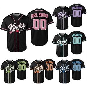 V-DECORPARKS Custom Teacher Shirt Baseball Jersey with Name Number,Back to School Teacher Kindergarten First Grade Outfit