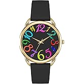 Bisley Watch for Women Big Face Colorful Arabic Numeral Easy to Read Soft Silicone Strap Watch