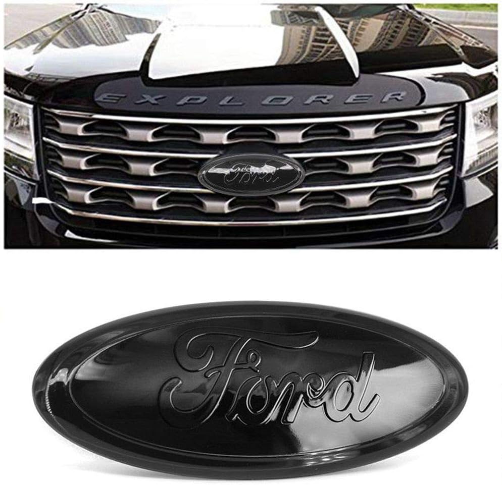 2004-2014 Ford F150 Front Grille Tailgate Emblem, Oval 9"X3.5", Black Decal Badge Nameplate Also Fits for 04-14 F250 F350, 11-14 Edge, 11-16 Explorer, 06-11 Ranger