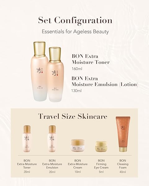 SOORYEHAN BON EXTRA MOISTURE KOREAN SKIN CARE GIFT SET (13.01 FL OZ) – LUXURY PREMIUM HIGH-END BY LG BEAUTY. HYDRATING TONER, EMULSION LOTION, CLEANSING FOAM, EYE CREAM.