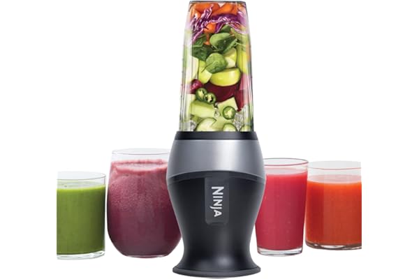 Ninja QB3001SS Ninja Fit Compact Personal Blender, Shakes, Smoothies, Food Prep, and Frozen Blending, 700-Watt Base and (2) 16-oz. Cups & Spout Lids, Black