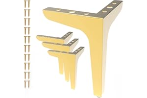 LOSODONA 6 Inch Furniture Legs Set of 4 Right Angle Furniture Legs Metal Table Legs Metal Modern Style Sofa Legs Chair Legs Heavy Duty Sofa Replacement Feet for Couch, Nightstand, Ottoman, Cupboard (Gold)