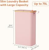 Lifewit Laundry Basket with Lid 75L Narrow Foldable with Removable Bag Pink view 3