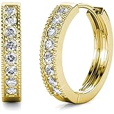 Cate & Chloe Lydia 18K White Gold Hoop Earrings with Crystals, Silver Hoops for Women, Sparkle Round Hoops for Ladies, Hoop Earrings