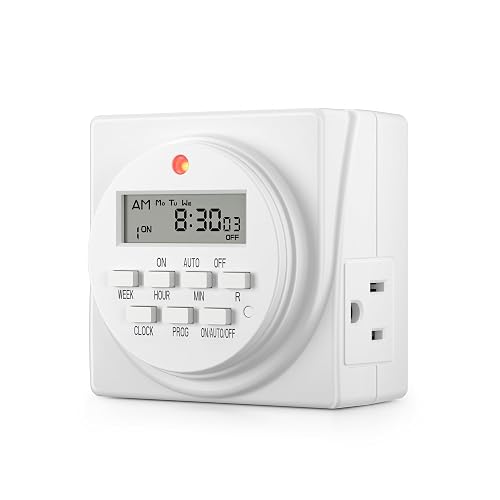 BN-LINK Indoor Digital Timer Outlet, Dual Outlet 7 Day Programmable ...