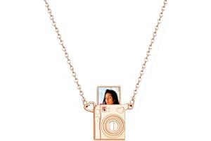 Custom Camera Picture Locket Necklace - Personalized Photo Pendant Memorial Jewelry Gift for Women & Photography Lovers