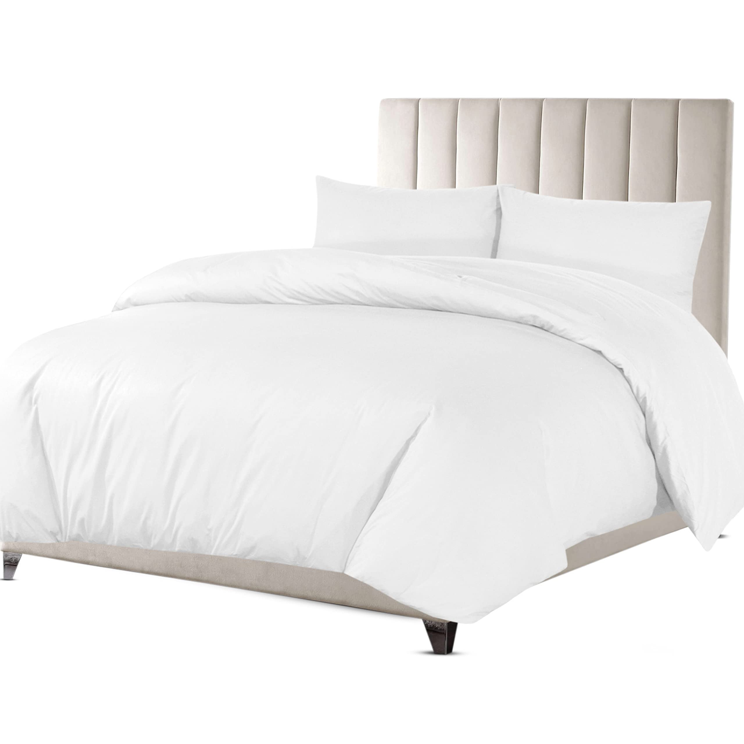 Sapphire Collection Luxury 100% Egyptian Cotton Duvet Quilt Cover & Pillowcase Bedding Set (White, Double)