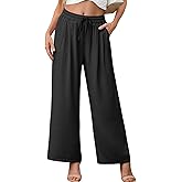 FREEOAK Pants for Women Loose Casual Long Open Front Breathable Pant with Pockets