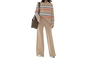ETCYY NEW Womens Elegant Lounge Sets Knitted Sweatsuit Sets 2 Piece Outfits with Sweater Tops and Wide Leg Sweatpants