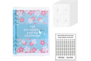 TAYASH 100 Envelope Challenge Binder | Easy and Fun Way to Save $5,050 - Savings Challenges Binder, Budget Binder with Cash Envelopes for Budgeting Planner & Saving Money (Color : Blue)