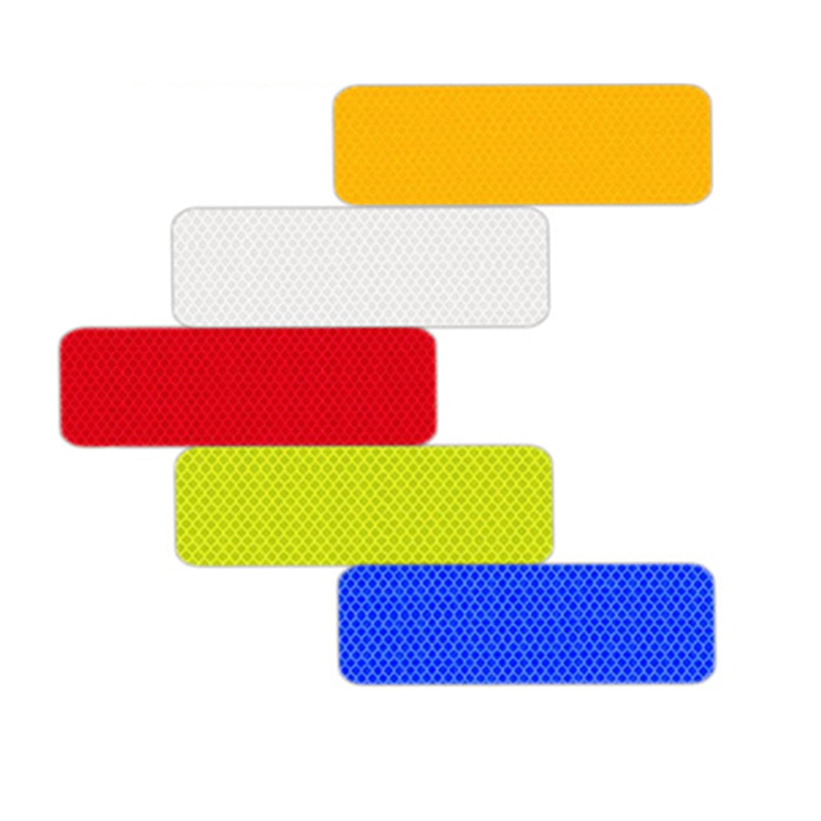 XHBTS 50 Pcs Reflective Diamond Grade Waterproof Stickers 5 Colors Pack - 1.18in x 3.25in (3cm x 8cm)
