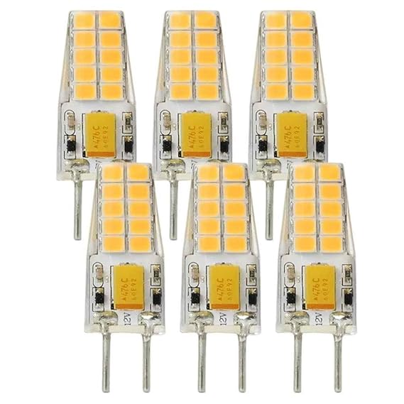 Granvoo 6-er Pack GY6.35 3W Warmweiß Flimmerfrei LED Licht mit Silikon AC/DC 12V 20X2835 SMD
