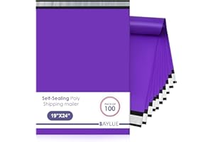 BAYLUE Purple Large Poly Mailers 19x24 Inch | Strong Adhesive Self-Seal Mailer Bags | Tear, Tamper, Water Resistant Shipping Envelopes | Thick Strong polymailer Bags XL Clothing Shipping Bags | 100 Pcs Bulk