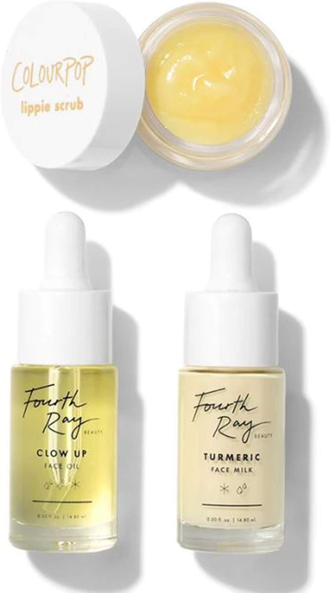 Fourth Ray Here We Glow Again Skincare Kit! Includes Turmeric Face Milk, Glow Up Face Oil And Lemon Lippie Scrub! Ultimate Radiant, Brighten Complexion, And Moisturize! Make You Glow All Summer Long!