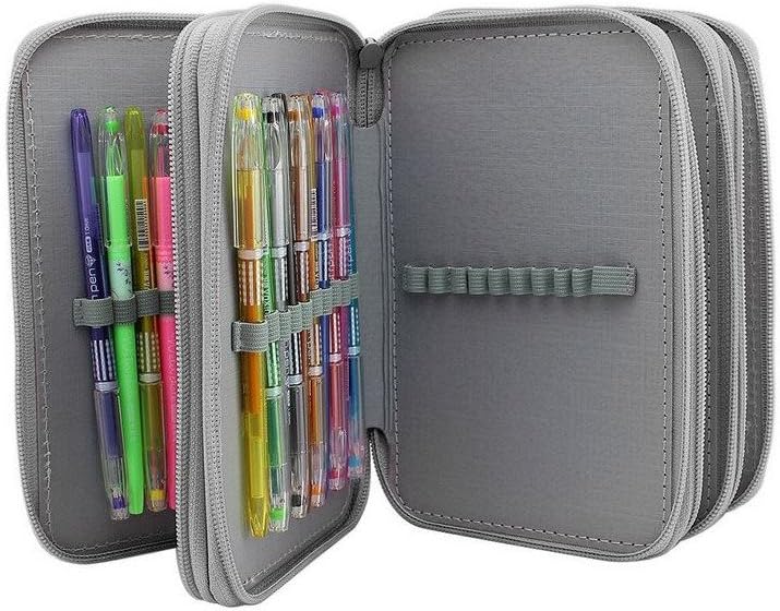 Tiny Wing’s 72 Inserting Super Large Capacity Multi-layer Students Pencil Case Pen Bag Pencil Holder Pouch Stationary Case Makeup Cosmetic Case Bag (Grey)
