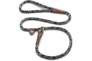 Mendota Pet Slip Leash - Dog Lead and Collar Combo - Made in The USA - Salt and Pepper, 1/2 in x 6 ft - for Large Breeds