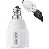 Feekoon 1pcs E12 3 Prong Light Bulb Socket Adapter, Polarized Outlet, White | Light Socket Outlet Adapter, Christmas Light Socket to Plug Adapter Converter for Patio, Garage, Porch
