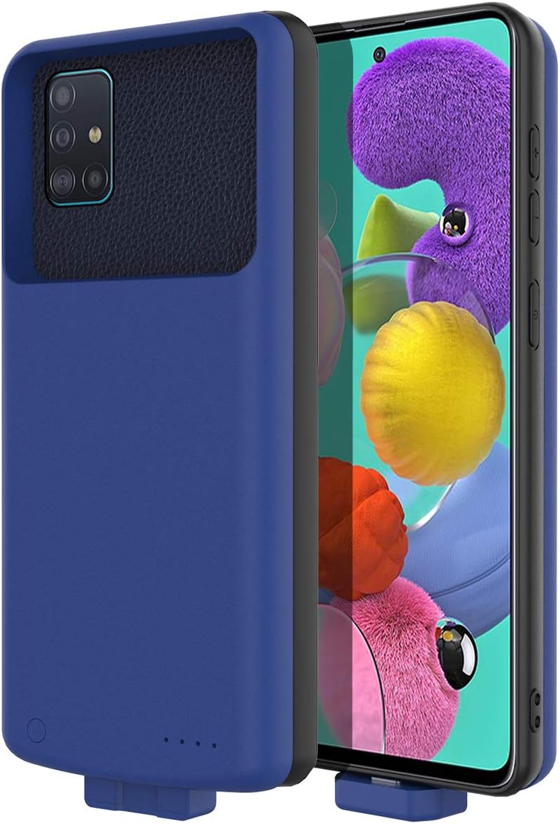 BasicStock Compatible with Samsung Galaxy A51 Battery Case, BasicStock 7000mAh Extended Battery Rechargeable Backup Fast Charging Case, Impact Resistant Power Bank for Samsung Galaxy A51 (Blue)