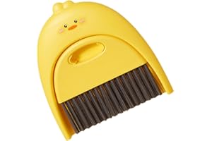 SEWACC Mini Broom and Dustpan Set with Cartoon Bird Design, Handheld Desktop Sweeper Brush for Countertop