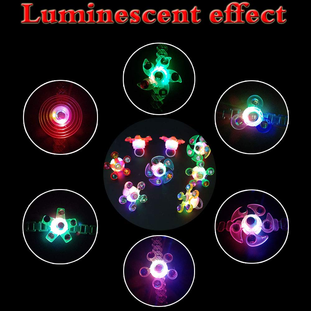 Party Favors for Kids Prizes 24 PCS Light Up Rings Glow In The Dark Party Supplies Bulk Hand Spin Stress Relief Anxiety Toys for Classroom Birthday Celebration