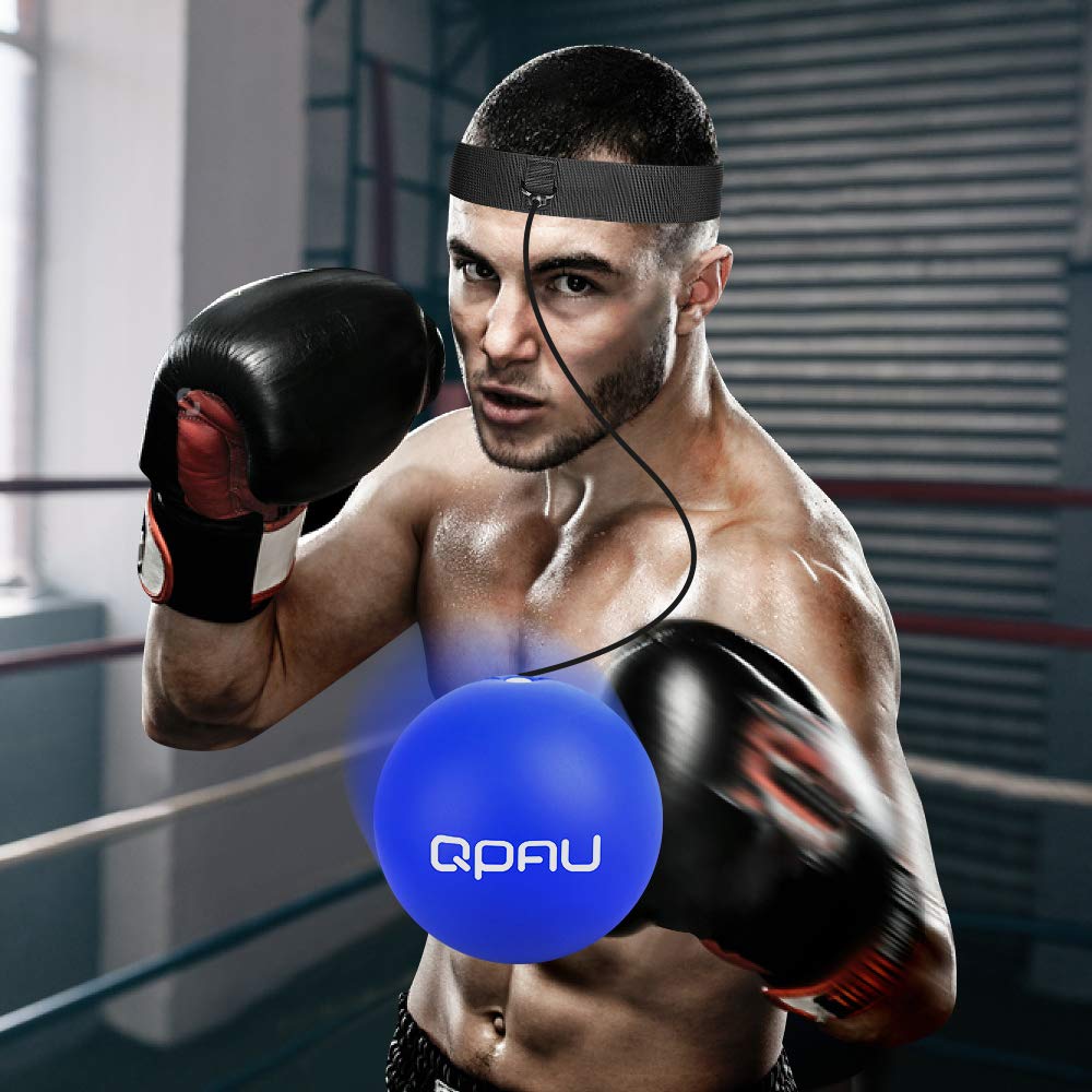 QPAU (Upgraded) Boxing Reflex Ball, Larger Reflex Ball Solo Boxing Ball Great for Beginners, Perfect for Speed Reactions, Punching Speed and Hand-Eye Coordination Blue
