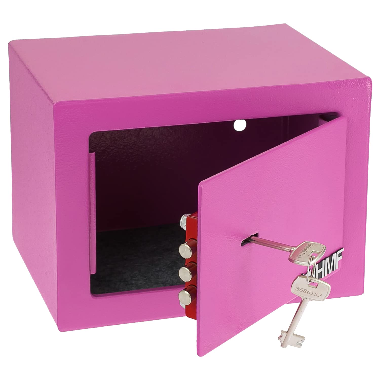 HMF Small Safe with key, Home Safe box | 23 x 17 x 17 cm | Pink