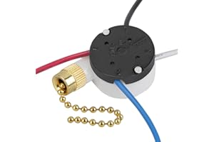 BSENTSTER ZE-208s E89885 3 Speed 4 Wire Fan Switch Ceiling Fan Replacement Part With 4 Pre-Installed Wires for Ceiling Fans, Wall Lamps, Cabinet Light (Gold)