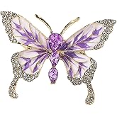 Colorful Rhinestone Butterfly Brooch Pin Dainty Glitter Crystal Pearl Bead Lapel Pins Brooches Sparkly Corsages Clothes Dress Party Decoration Jewelry for Women