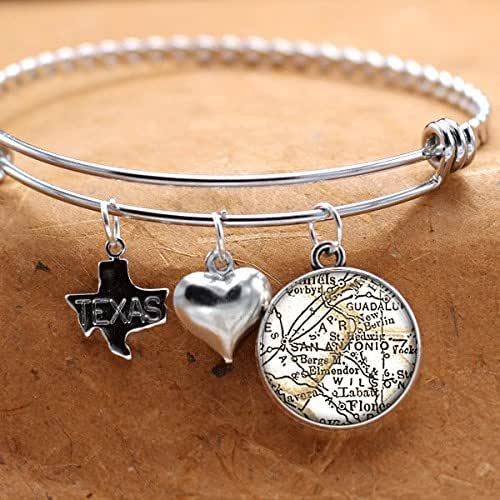 Map Charm Bracelet San Antonio Texas City