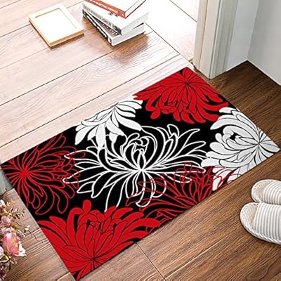 Amazon Com Daisy Floral Printed Red Black And White Non Slip