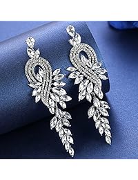 Mecresh - Pendientes colgantes para mujer, diseño de araña de cristal de marquesa, color plateado y dorado