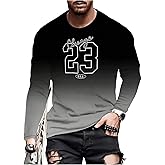 SOLY HUX Men's Graphic Tees Number Print Ombre T Shirt Long Sleeve Crew Neck Casual Tops