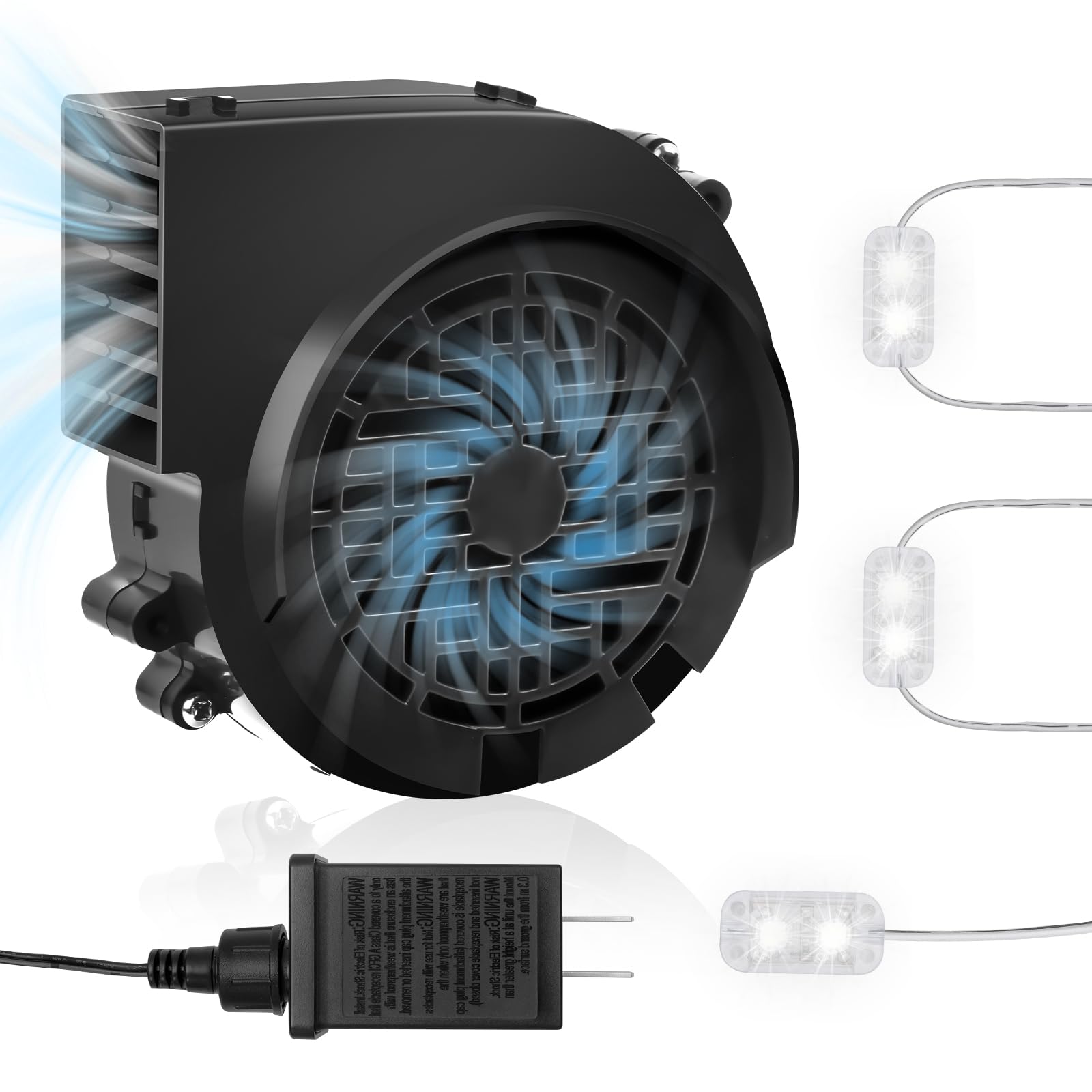 Photo 1 of 12V 0.8A Replacement Air Blower for 5-8FT Halloween Christmas Inflatables with 1.5A Adapter 3 LED Light Fans Outdoor Blow Up Motor Replacement Fan Blower Parts for Inflatables Yard Decorations