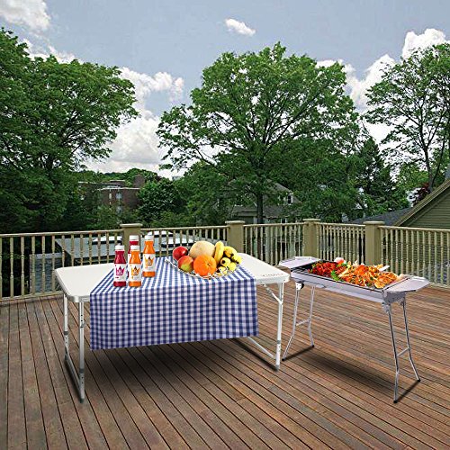 Z ZTDM 4 Foot Folding Table with Carrying Handle, Portable Aluminum Picnic Camping Dining Adjustable Height Table,Perfect for Commercial Use Outdoor Indoor