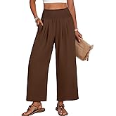 Lepunuo High Waisted Wide Leg Palazzo Pants for Women Summer Beach Vacation Lounge Trousers with Pockets 2026 Trendy