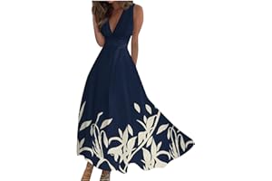 DOPOCQ Women's 2024 Summer Casual Sleeveless Maxi Dress Slim Fit Floral Vacation Pleated Flowy Long Dress