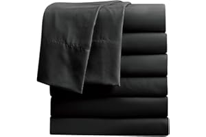 FreshCulture Twin Flat Sheets Only, Pack of 6, Soft Microfiber Bedding Sheets for Home, Salons, Hotels, Bulk Flat Sheets Only Twin Size (Black)