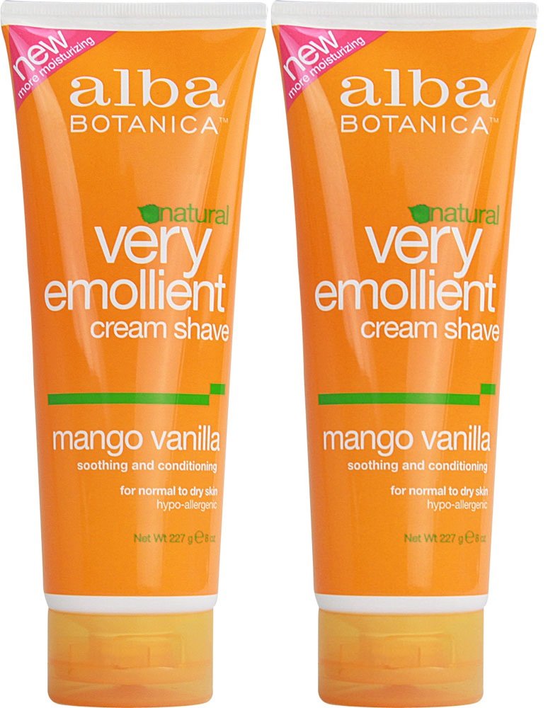 Alba Natural Very Emollient Cream Shave, Mango Vanilla, 8 Ounce (Pack Of 2) (700064835913)