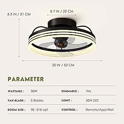 LUDOMIDE Ceiling Fans with Lights, 360° Rotating