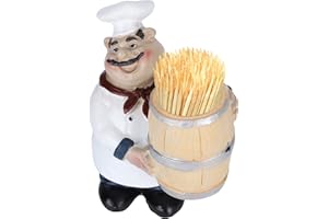 Chef Figurines Toothpick Holder, Resin Toothpick Dispenser with Italian Chef Statue Italian Restaurant Decorations for Kitche