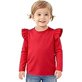 Magic Park 12M-14Y Baby Girl Blouse Toddler Short Long Ruffle T-Shirts Kids Girl Solid Color Tee Casual Tops for Girls