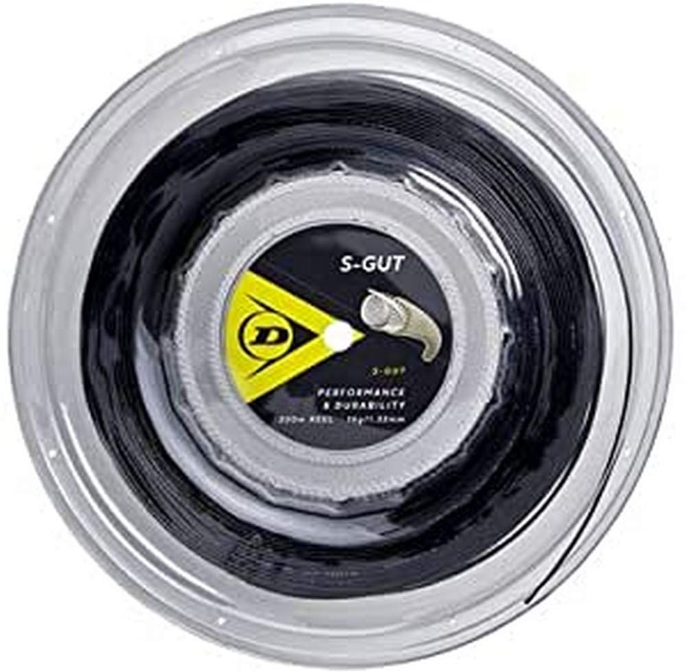 DUNLOP Unisex 624839 Dunlop Tennis String S Gut Black 200 m Reel Set 132 mm, Black, 16G US UK
