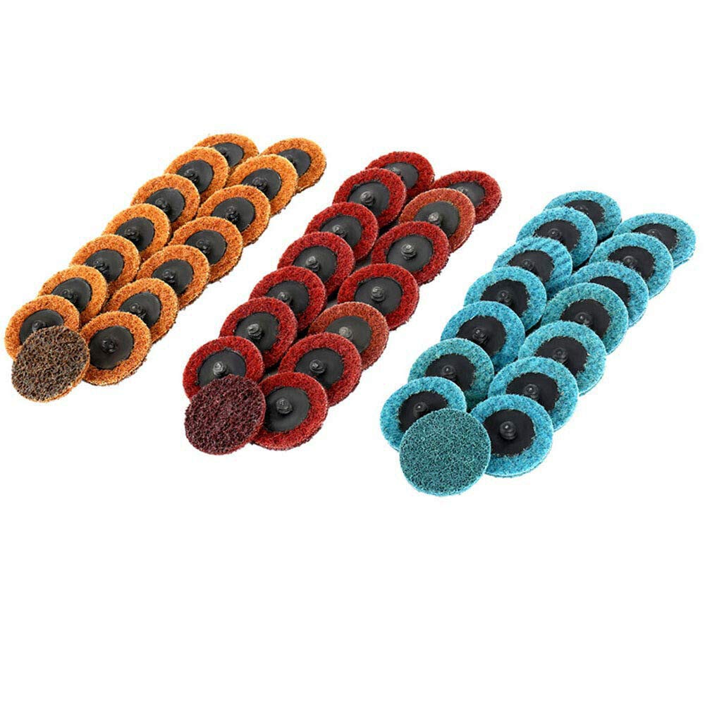 SENRISE 10PCS 2 inch Surface Conditioning Sanding Disc, R-Type, Nylon, Yellow, Medium 80#-120#, Compatible with Angle Grinder