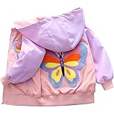 Vinmin Girls Hooded Jacket Butterfly Zip Coat Little Girls Jacket Lightweight Adorable Outerwear For Spring & Autumn (Pink)