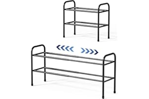 Kitsure Extendable Shoe Rack - 2-Tier Adjustable Metal Shoe Storage, Sturdy Rust-Resistant Shoe Racks for Entryway, Closet, o