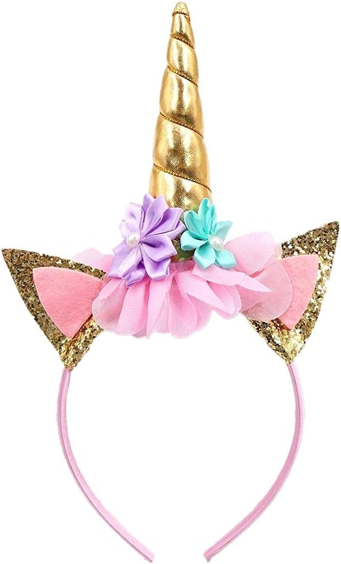 Unicorn Horn Headband Flowers Ears Headbands for Party Decoration or