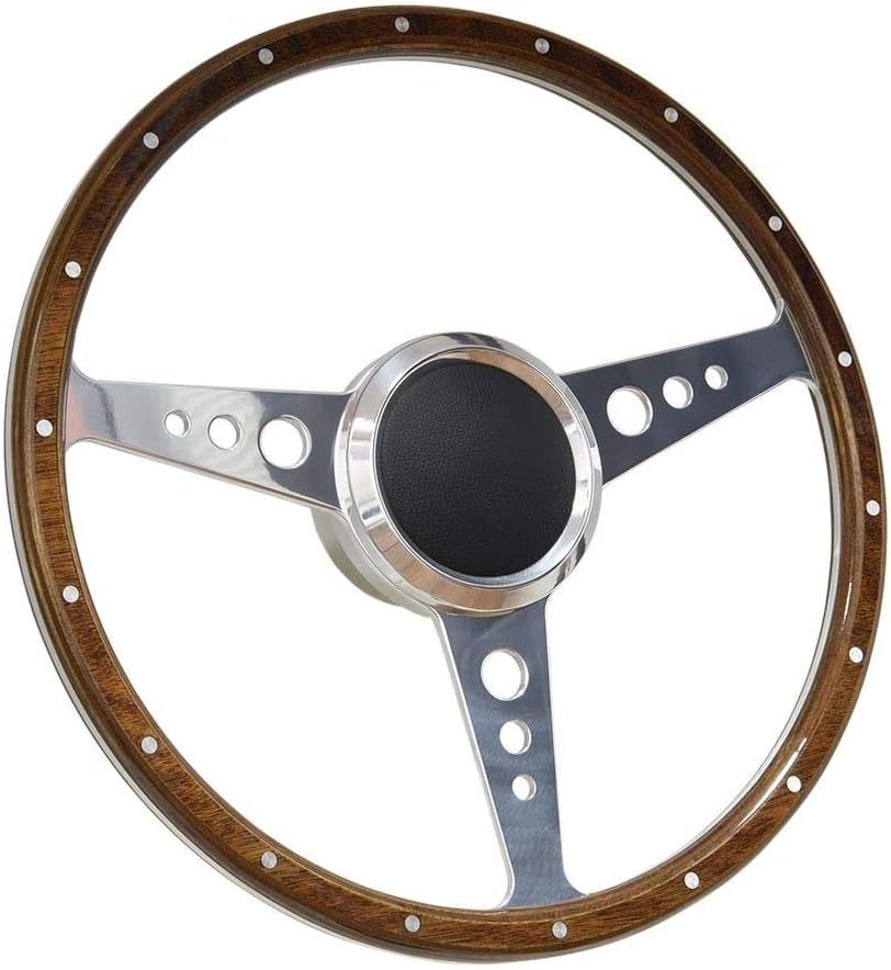 Amazon Com 13 Wood Boat Steering Wheel With Polished 3 Spoke And 3 4 Tapered Adapter Automotive