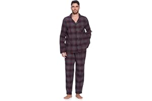 Ashford & Brooks Men’s Flannel Long Sleeve Pajamas Set Plaid Sleepwear & Loungewear Button Down PJ Set