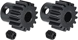 sourcing map 2Pcs 32P Hardened Pinion Gear 5mm Shaft 16 Tooth Carbon Steel RC view 1